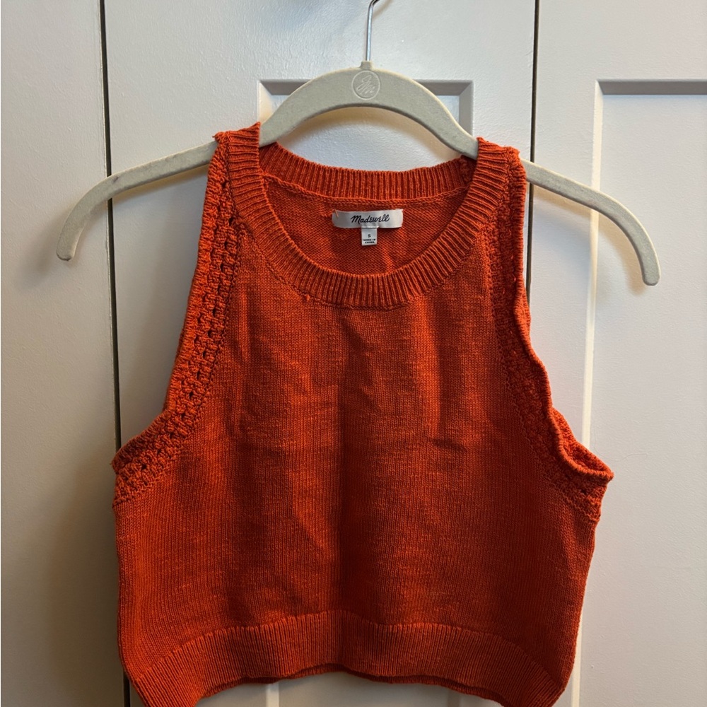 Madewell Bright Orange Knit Crop Top